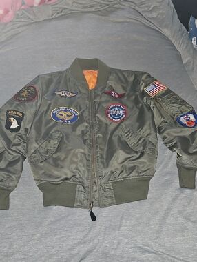 Alpha Industries Kids Bomber Jacket USAF MA-1 Intermediate Flyer Sage  Green YM